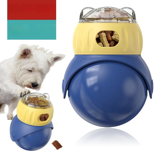 JMT-649866 Owl-Themed Self-Serve Food Dispensing Puzzle Toy for Cats - Morandi Yellow & Blue