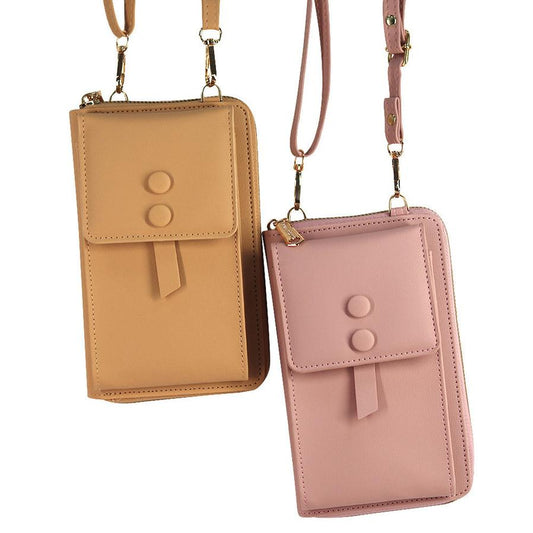 JMT-652682 Women's Solid Color Crossbody Shoulder Bag - Multi-Purpose Canvas Pannier with Zipper Compartments