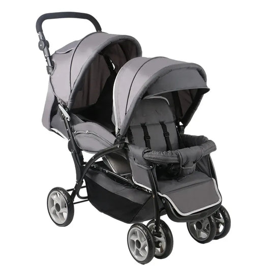 JMT-658762 Lightweight Foldable Double Seat Baby Stroller for 0-3 Years, 3-in-1 High Landscape Design