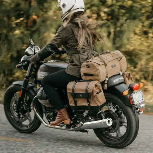 JMT-679562 Versatile 30L Motorcycle Duffel Bag - Waterproof Canvas Tail Bag with Multiple Pockets and Zipper Closure