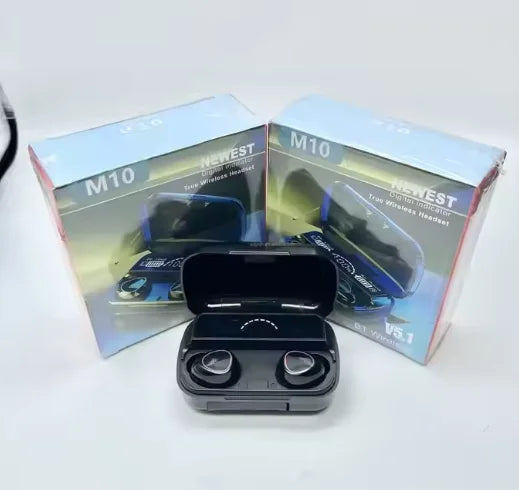 JMT-682954 True Wireless Earphones M10 - Waterproof Stereo Bass Headset with LED Digital Display for Music and Gaming