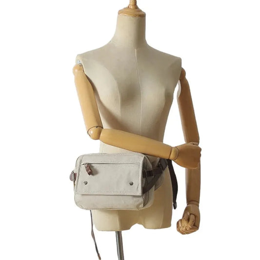 JMT-714122 Retro Canvas Waist Bag Waterproof Cotton Chest Bag for Men