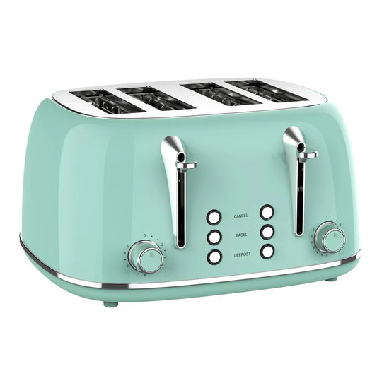 JMT-720650 Extra Wide Slot 4-Slice Toaster with Reheat, Defrost, and Cancel Functions – Retro Design with 6 Browning Settings