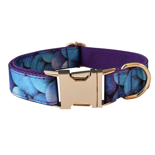 JMT-724618 Purple Cotton Bowknot Dog Collar with Metal Buckle - Adjustable Size S to XL