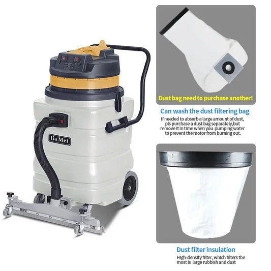 JMT-742858 90L High-Power Yellow Vacuum Cleaner for Commercial and Industrial Use
