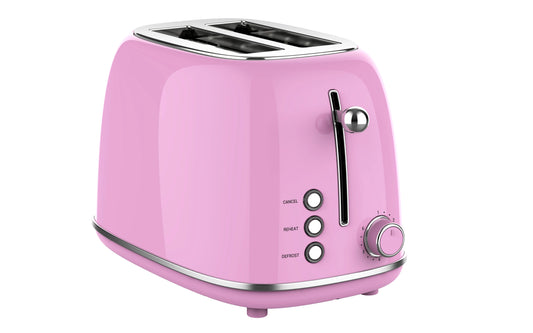 JMT-753418 Extra Wide Slot 2-Slice Toaster with Reheat, Defrost, Cancel Functions and 6 Browning Settings, Retro Design