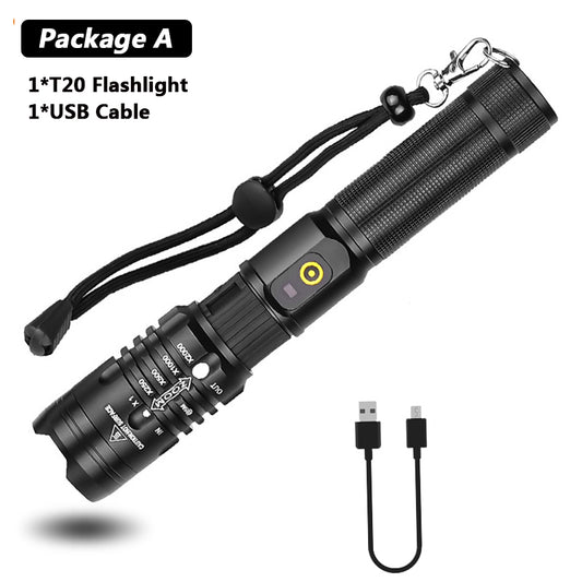 JMT-772938 Zoomable USB Rechargeable Super Bright Waterproof Flashlight with 5 Modes for Outdoor Use