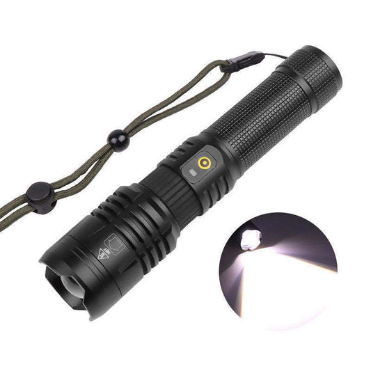 JMT-772938 Zoomable USB Rechargeable Super Bright Waterproof Flashlight with 5 Modes for Outdoor Use