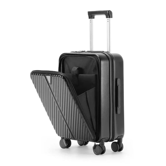 JMT-778506 Designer Aluminium Trolley Suitcase with Laptop Compartment and Cup Holder for Travel
