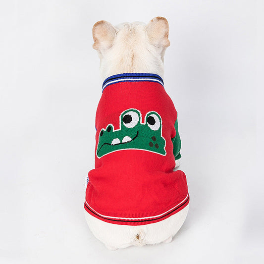 JMT-780682 Cozy Cartoon Red Sweater for Pets - Autumn & Winter Dog Apparel