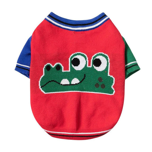 JMT-780682 Cozy Cartoon Red Sweater for Pets - Autumn & Winter Dog Apparel