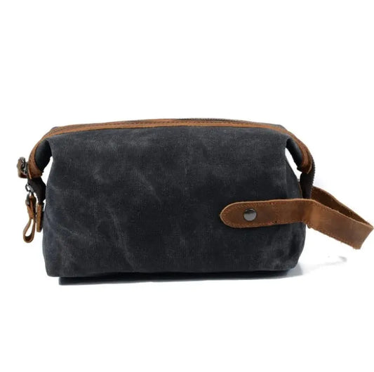 JMT-784266 Waterproof Canvas Travel Toiletry Bag for Men - Retro Style with Zipper Closure