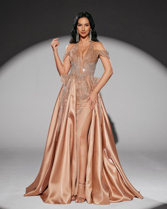 JMT-793354 Elegant Golden Evening Dress for Women - Style SH0218