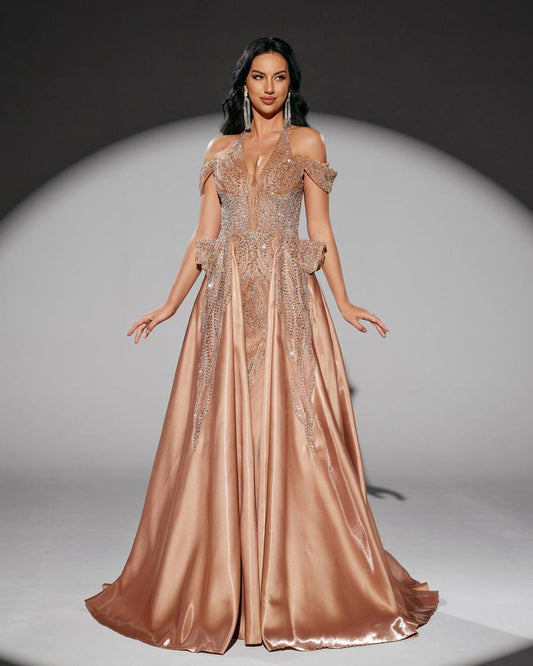 JMT-793354 Elegant Golden Evening Dress for Women - Style SH0218