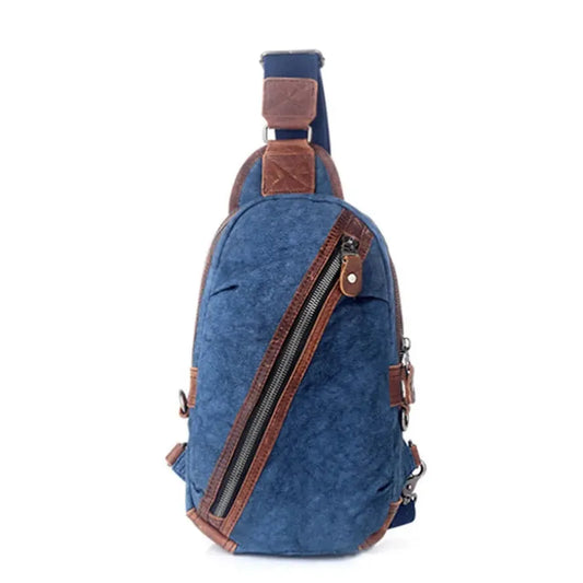 JMT-796618 Custom Men's Canvas Shoulder Holster Bag with Cowhide Accents - Model 8065