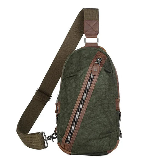 JMT-796618 Custom Men's Canvas Shoulder Holster Bag with Cowhide Accents - Model 8065