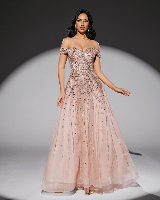 JMT-810314 Elegant Pink Evening Gown for Special Occasions