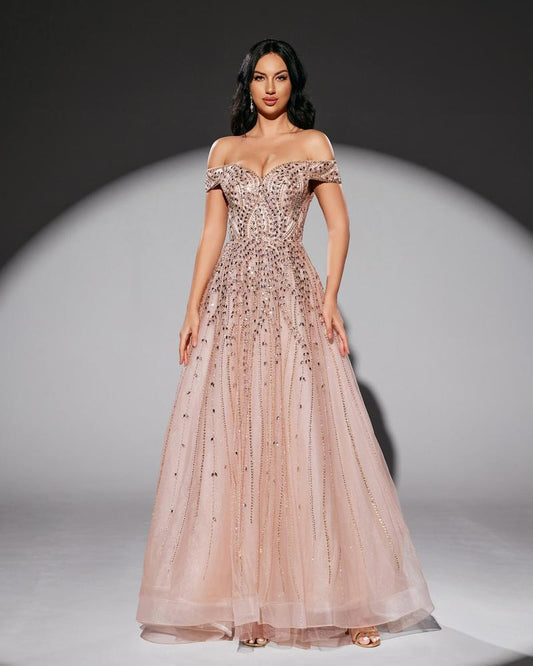 JMT-810314 Elegant Pink Evening Gown for Special Occasions