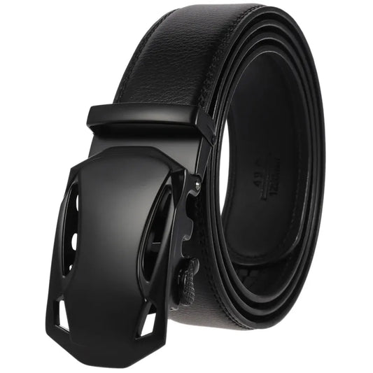 JMT-816586 Men's Leather Belt with Automatic Buckle - Two-Layer Design, Model LY55-8888-1