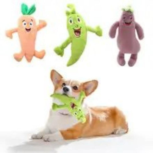 JMT-825866 Soft Plush Vegetable Dog Toy with Squeaker for Medium to Large Dogs