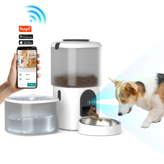 JMT-828874 Automatic 2-in-1 Pet Water Dispenser and Food Feeder with Camera and Microchip Technology