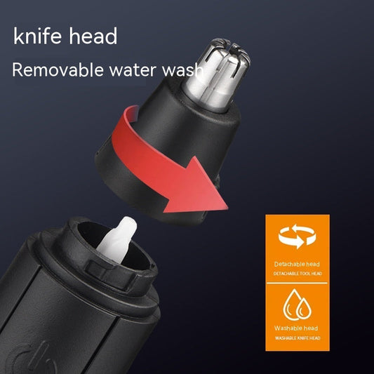 JMT-836490 Battery-Powered Black Nose Hair Trimmer with Removable Cutter Head for Easy Cleaning