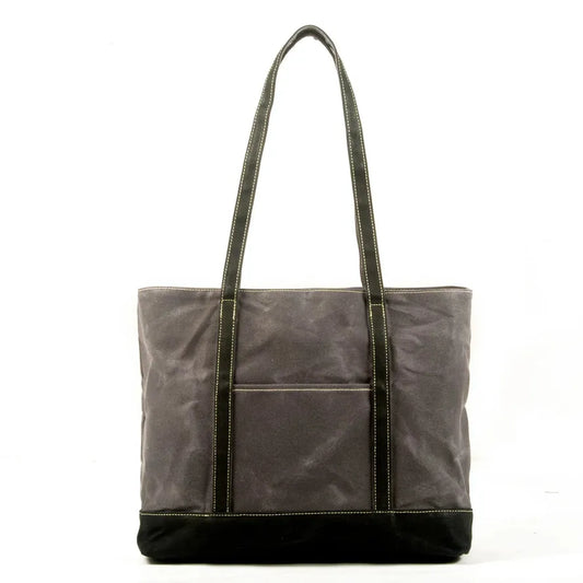 JMT-839242 Vintage Waxed Canvas and Leather Shoulder Bag - Eco-Friendly, Waterproof and Stylish Travel Tote