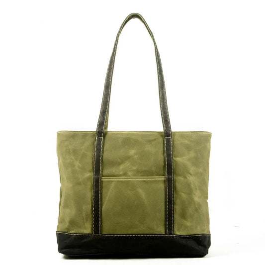 JMT-839242 Vintage Waxed Canvas and Leather Shoulder Bag - Eco-Friendly, Waterproof and Stylish Travel Tote