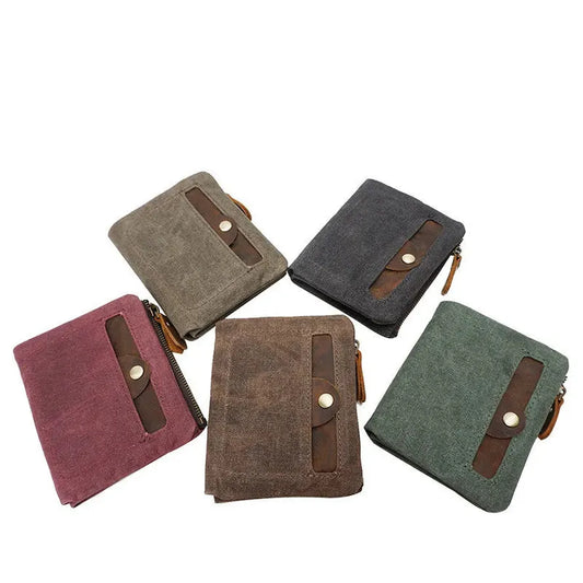 JMT-841226 Handmade Waterproof Canvas Wallet for Men - Retro Clutch Purse
