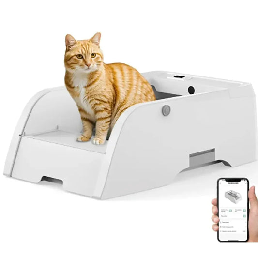 JMT-843530 Smart Self-Cleaning Cat Litter Box with APP Control and Included Poop Bags