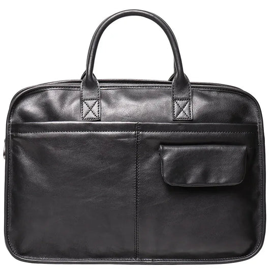 JMT-845706 Stylish Large Capacity Men's Leather Messenger Bag - Genuine Cowhide Computer Briefcase