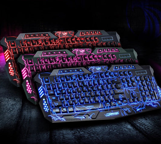 JMT-859978 Gaming Keyboard and Mouse Set with Tri-Color Backlight, USB Wired Connection, 108 Keys, Russian Layout