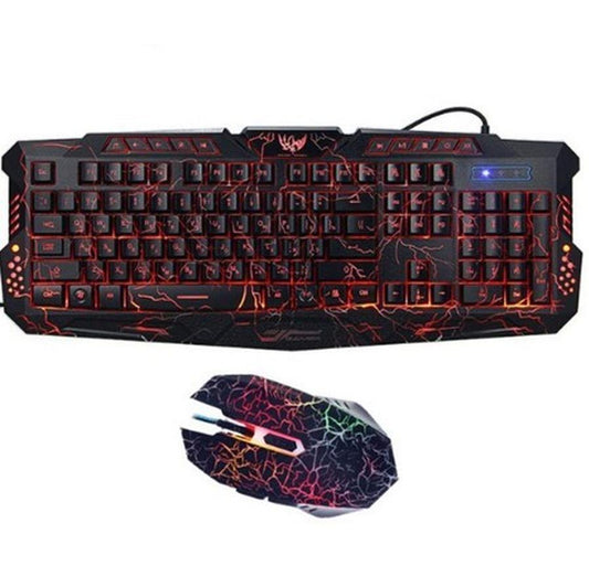 JMT-859978 Gaming Keyboard and Mouse Set with Tri-Color Backlight, USB Wired Connection, 108 Keys, Russian Layout