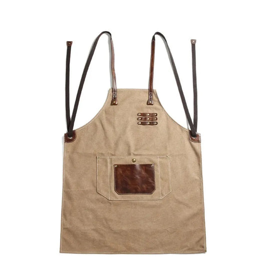 JMT-864458 Adjustable Cross Strap Multi-Purpose Canvas Apron with Tool Pocket for Gardening and Cooking