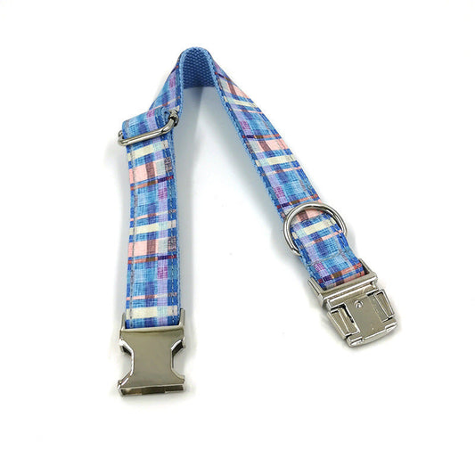 JMT-888458 Plaid Print Dog Collar with Matching Bow Tie Set