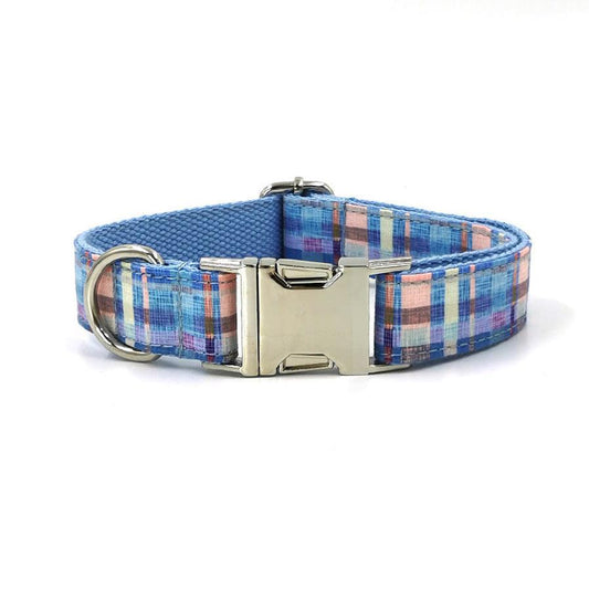 JMT-888458 Plaid Print Dog Collar with Matching Bow Tie Set