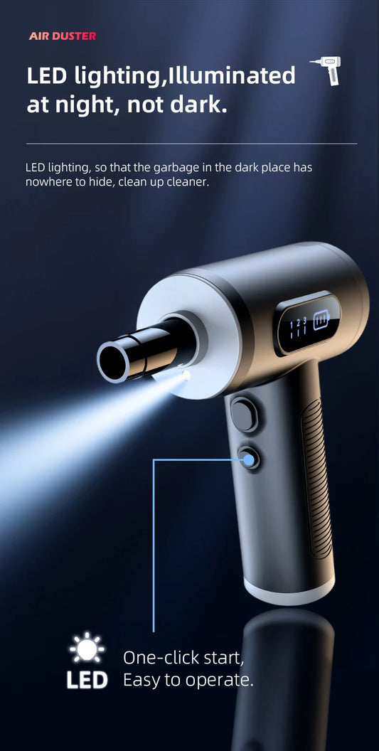 JMT-890890 2-in-1 Turbo Air Blower Vacuum Cleaner for Cars and Computers - High-Pressure Air Duster with Big Jet Fan Technology