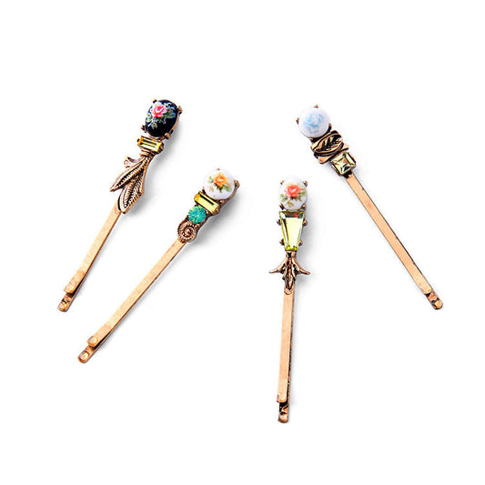 JMT-890954 Personalized Floral Alloy Hairpin - 7cm Decorative Accessory