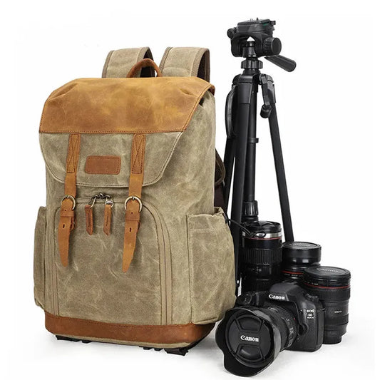 JMT-894410 Large Capacity Waterproof Canvas Backpack for SLR Cameras and Travel