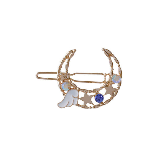 JMT-896714 Elegant Moon Wing Hairpin with Rhinestones - Geometric Design for Women's Hairstyles