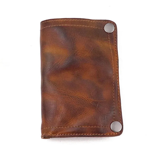 JMT-906762 Genuine Leather Retro Long Wallet for Men with Multi Card Slots and Zip Closure