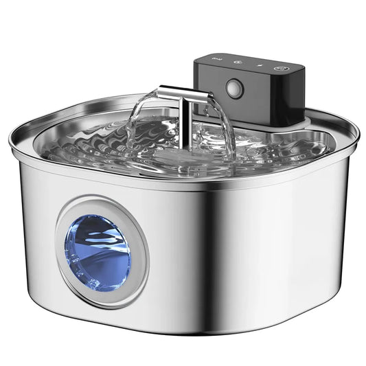 JMT-906762 Stainless Steel Cat Water Fountain 3.2L with Dual Outlet - Portable Automatic Drinking Station