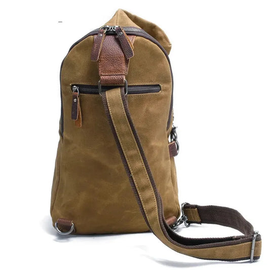 JMT-910730 Men's Wax Canvas Crossbody Messenger Chest Bag - High Capacity Design