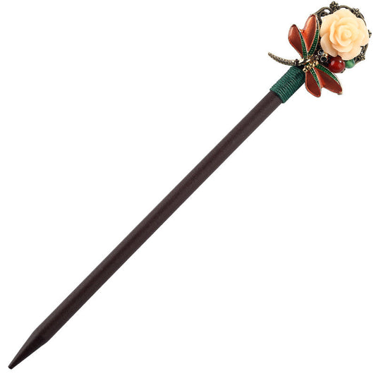 JMT-912522 Wooden Daily Pan Head Shaking Hairpin - Black National Style Hair Accessory