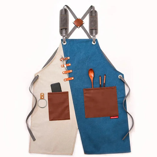 JMT-913034 Eco-Friendly Canvas Cowboy Apron with Custom Logo Options for Gardening, Barista, and Waitress Use