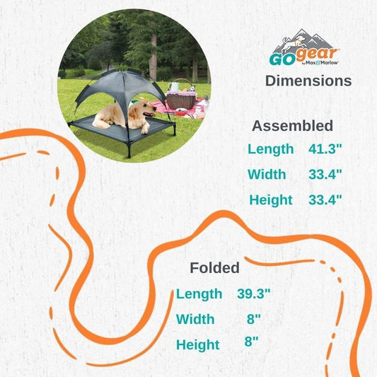 JMT-919050 Outdoor Portable Pet Bed with Canopy - Easy Assembly, Comfortable & Weather-Resistant, Ideal for Travel and Camping, Fits Pets up to 110 lbs