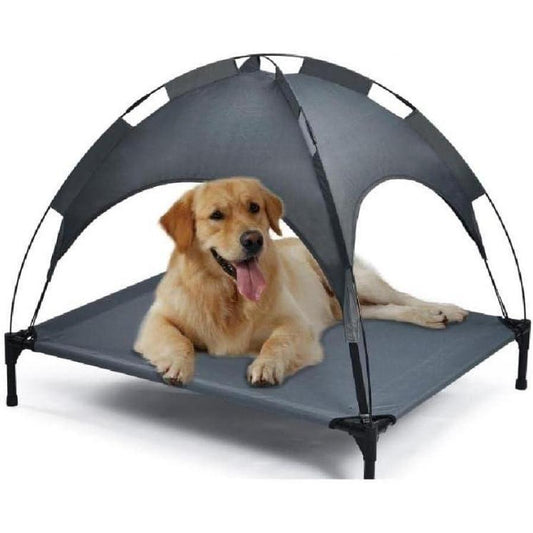 JMT-919050 Outdoor Portable Pet Bed with Canopy - Easy Assembly, Comfortable & Weather-Resistant, Ideal for Travel and Camping, Fits Pets up to 110 lbs