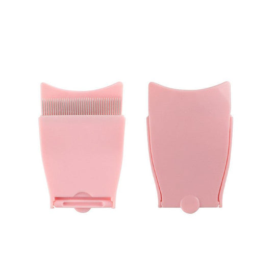 JMT-921162 Folding Stainless Steel Eyebrow and Eyelash Comb in Pink, 10cm Length