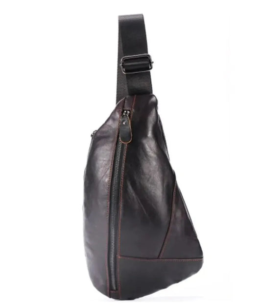 JMT-926538 Genuine Cowhide Leather Sling Waist Chest Bag - 35x5x18cm