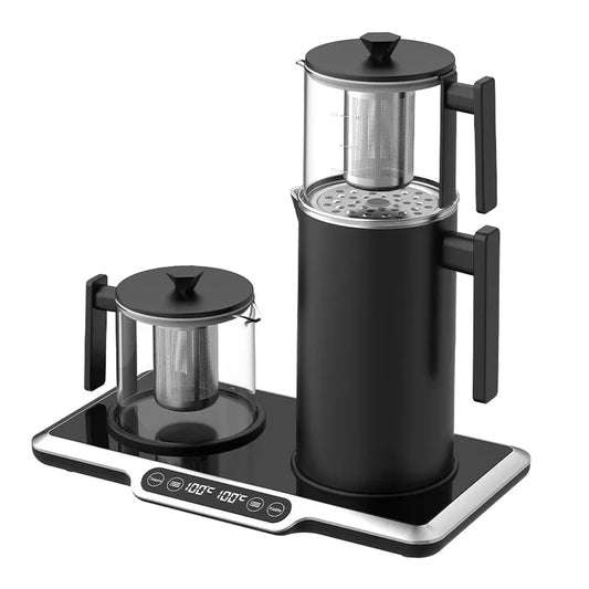 JMT-935818 Electric Glass Teapot with Temperature Control and 2.7L Capacity, Automatic Shut-Off, Stainless Steel Design